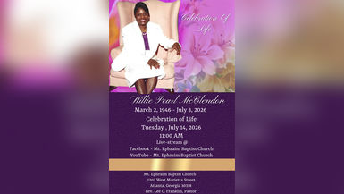 Celebration Of Life:  Willie Pearl McClendon