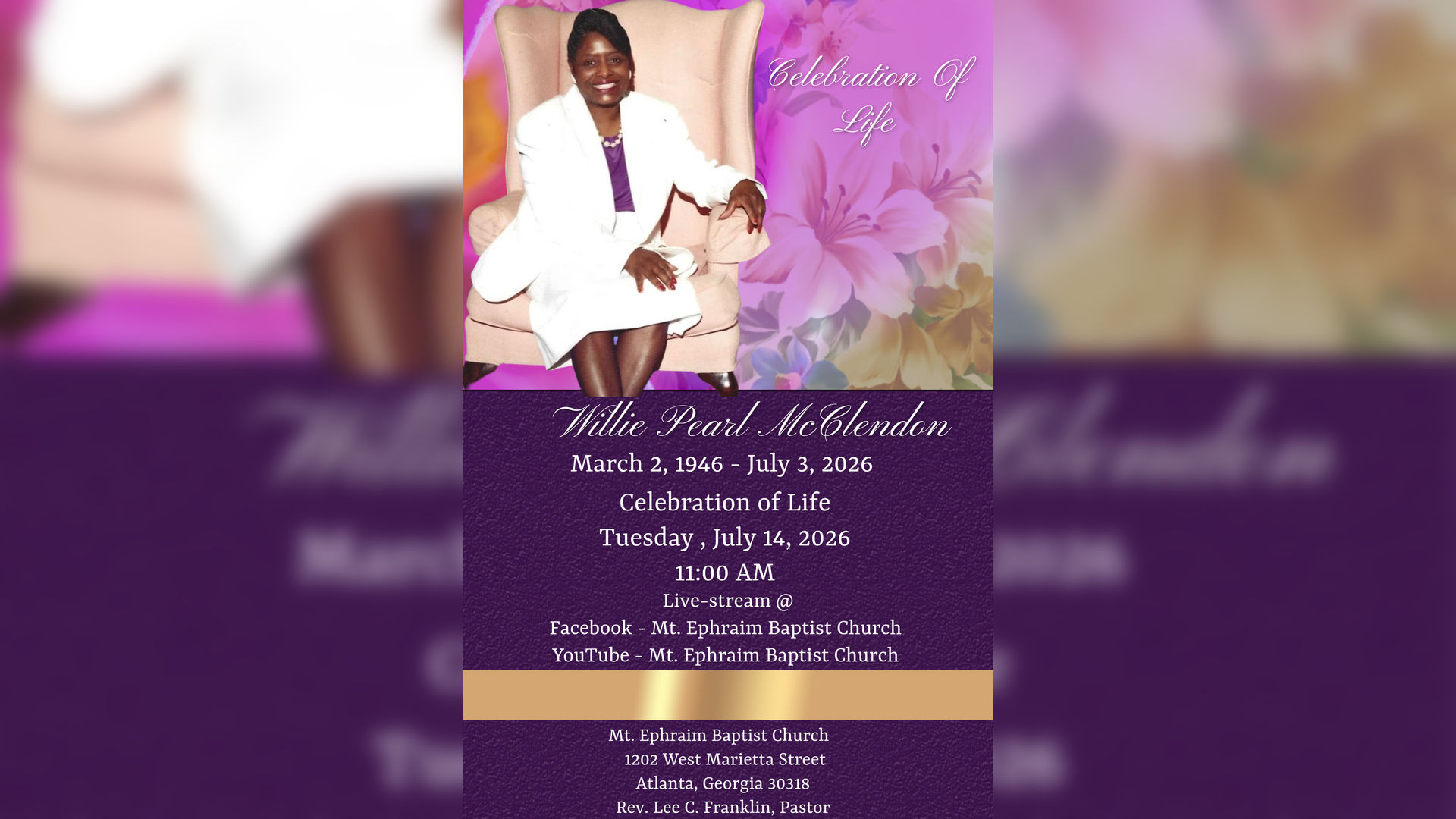 Celebration Of Life:  Willie Pearl McClendon